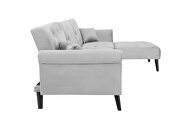 Convertible sofa bed sleeper light gray velvet additional photo 3 of 8