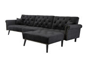 Convertible sofa bed sleeper black velvet additional photo 3 of 8