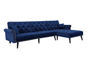 Convertible sofa bed sleeper navy blue velvet additional photo 5 of 10