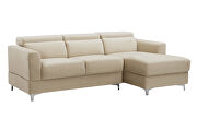 Relax lounge sectional sofa right hand facing beige velvet additional photo 2 of 7