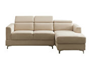 Relax lounge sectional sofa right hand facing beige velvet additional photo 3 of 7