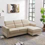 Relax lounge sectional sofa right hand facing beige velvet additional photo 5 of 7