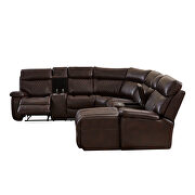 Brown pu leather sectional motion sofa in brown by La Spezia additional picture 12
