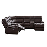 Brown pu leather sectional motion sofa in brown by La Spezia additional picture 3