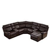 Brown pu leather sectional motion sofa in brown by La Spezia additional picture 5