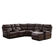 Brown pu leather sectional motion sofa in brown by La Spezia additional picture 6