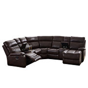 Brown pu leather sectional motion sofa in brown by La Spezia additional picture 7