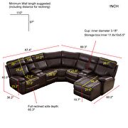 Brown pu leather sectional motion sofa in brown by La Spezia additional picture 10