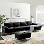 Relax lounge convertible sectional sofa black fabric additional photo 2 of 8