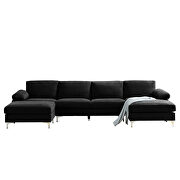 Relax lounge convertible sectional sofa black fabric additional photo 4 of 8