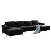 Relax lounge convertible sectional sofa black fabric by La Spezia additional picture 8