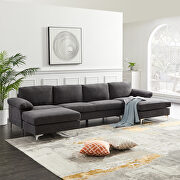 Relax lounge convertible sectional sofa dark gray fabric additional photo 5 of 9