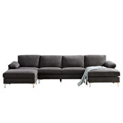 Relax lounge convertible sectional sofa dark gray fabric by La Spezia additional picture 7