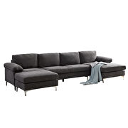 Relax lounge convertible sectional sofa dark gray fabric by La Spezia additional picture 9