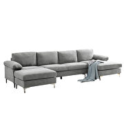 Relax lounge convertible sectional sofa light gray fabric additional photo 3 of 7