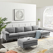 Relax lounge convertible sectional sofa light gray fabric by La Spezia additional picture 4