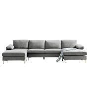 Relax lounge convertible sectional sofa light gray fabric by La Spezia additional picture 7