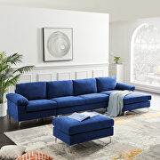 Relax lounge convertible sectional sofa navy blue fabric additional photo 2 of 8