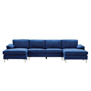 Relax lounge convertible sectional sofa navy blue fabric additional photo 3 of 8