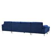 Relax lounge convertible sectional sofa navy blue fabric additional photo 5 of 8