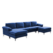 Relax lounge convertible sectional sofa navy blue fabric by La Spezia additional picture 8