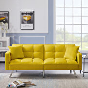 Futon sofa sleeper yellow velvet additional photo 2 of 8