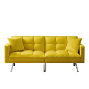Futon sofa sleeper yellow velvet additional photo 4 of 8