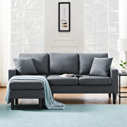 Sectional sofa left hand facing with 2 pillows dark gray fabric additional photo 2 of 9