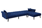 Convertible sofa bed sleeper navy blue velvet additional photo 5 of 7