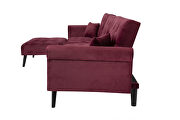 Convertible sofa bed sleeper red velvet additional photo 2 of 8