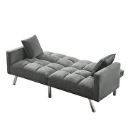 Futon sofa sleeper light gray velvet with 2 pillows by La Spezia additional picture 13