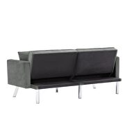 Futon sofa sleeper light gray velvet with 2 pillows additional photo 5 of 13