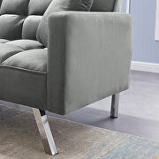 Futon sofa sleeper light gray velvet with 2 pillows by La Spezia additional picture 8