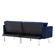 Futon sofa sleeper navy blue velvet with 2 pillows additional photo 2 of 13