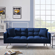 Futon sofa sleeper navy blue velvet with 2 pillows by La Spezia additional picture 12