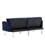 Futon sofa sleeper navy blue velvet with 2 pillows by La Spezia additional picture 14