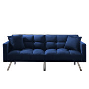 Futon sofa sleeper navy blue velvet with 2 pillows by La Spezia additional picture 3