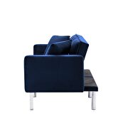 Futon sofa sleeper navy blue velvet with 2 pillows by La Spezia additional picture 9