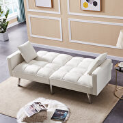 Futon sofa sleeper beige velvet with 2 pillows by La Spezia additional picture 7