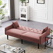 Futon sofa sleeper pink velvet with 2 pillows additional photo 5 of 6
