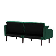 Futon sofa sleeper green velvet with 2 pillows additional photo 2 of 6