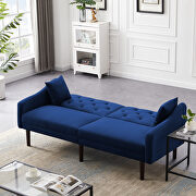 Futon sofa sleeper blue velvet with 2 pillows additional photo 3 of 6