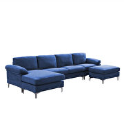 Navy blue fabric relax lounge convertible sectional sofa by La Spezia additional picture 7