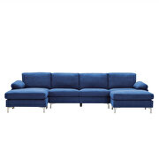 Navy blue fabric relax lounge convertible sectional sofa by La Spezia additional picture 8