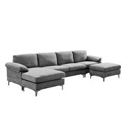 Light gray fabric relax lounge convertible sectional sofa additional photo 4 of 9