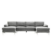Light gray fabric relax lounge convertible sectional sofa additional photo 5 of 9