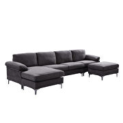 Dark gray fabric relax lounge convertible sectional sofa additional photo 4 of 9
