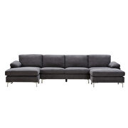 Dark gray fabric relax lounge convertible sectional sofa additional photo 5 of 9