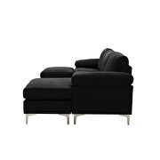 Black fabric relax lounge convertible sectional sofa additional photo 3 of 9