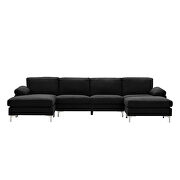 Black fabric relax lounge convertible sectional sofa by La Spezia additional picture 8